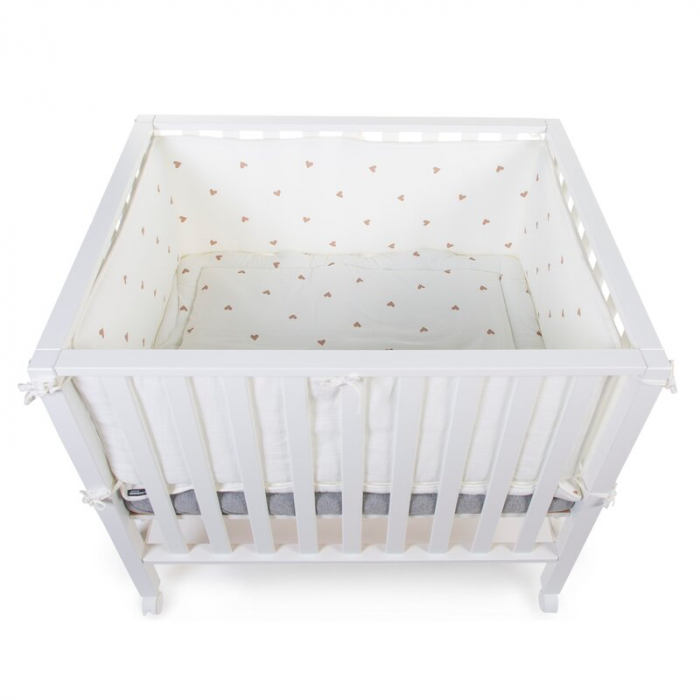 Protectie patut Childhome 35x340 cm Jerse/Muselina, Inimioare [3]