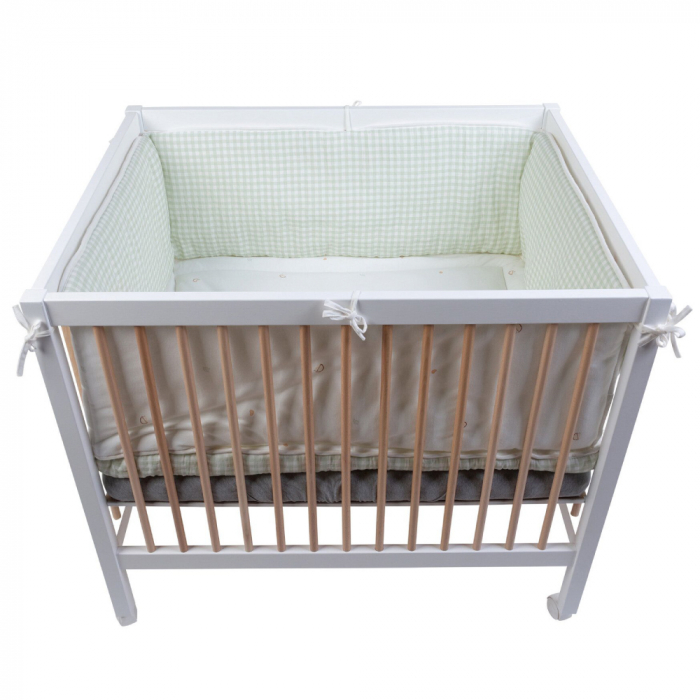 Protectie patut Childhome 35x340 cm Jerse/Muselina Verde [4]