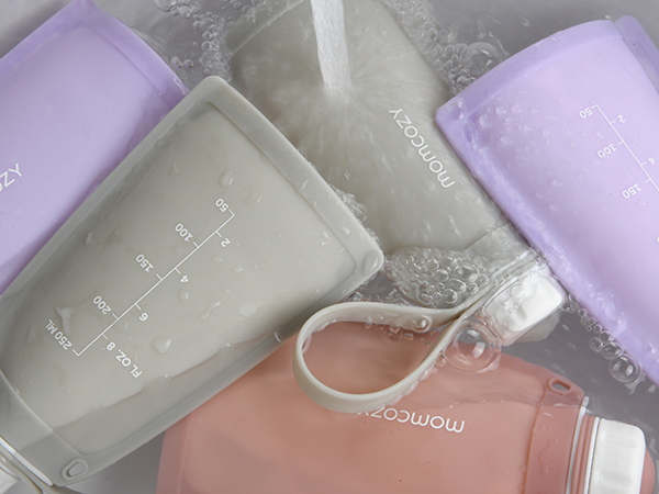 Pungi depozitare lapte silicon Momcozy set 2 buc Purple/Red [9]