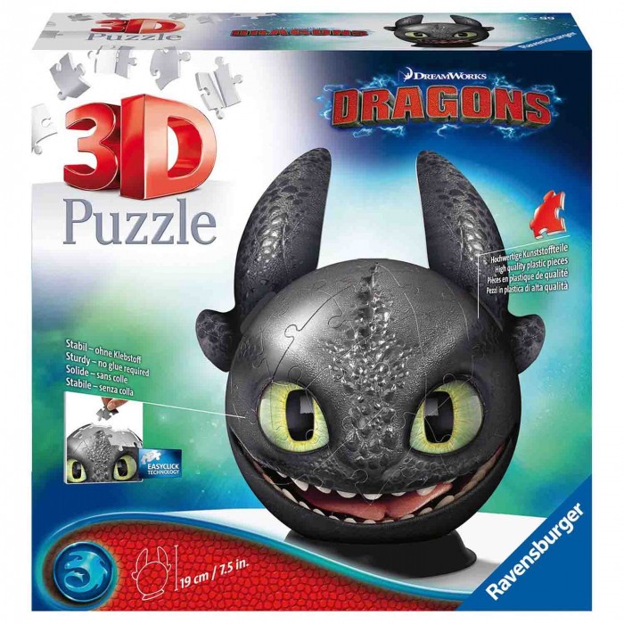 Puzzle 3D Dragons III_Toothless, 72 Piese [2]
