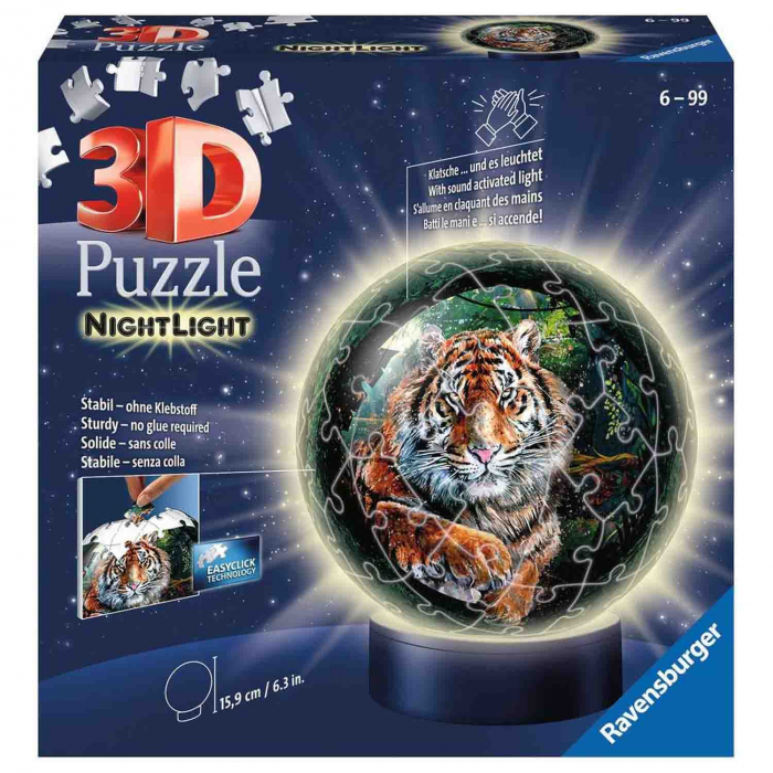 Puzzle 3D Luminos Tigru, 72 Piese [3]