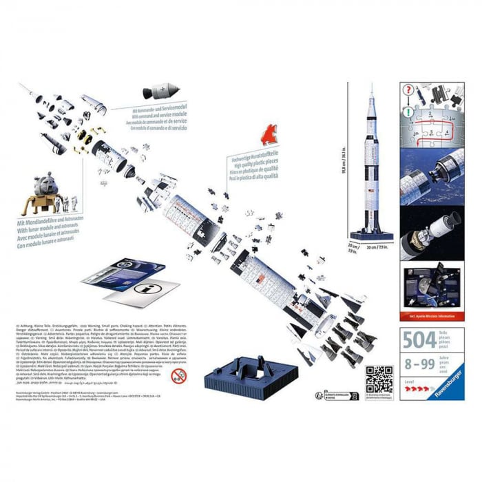 Puzzle 3D Ravensburger Apollo Saturn V, 440 Piese [3]