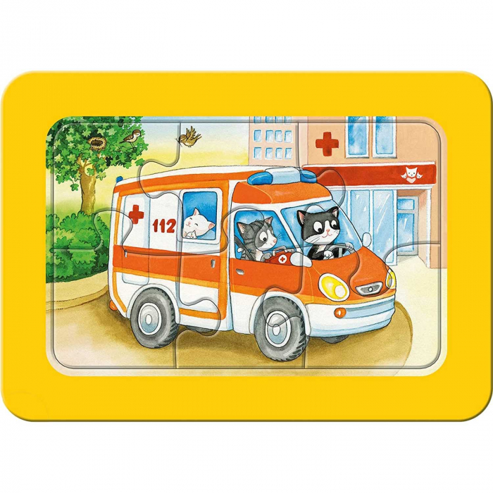 Puzzle Animale Conducand Vehicule, 3X6 Piese [4]