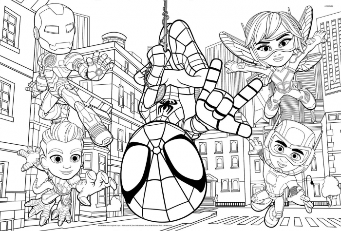 Puzzle de colorat maxi - Paienjenelul Marvel si prietenii lui uimitori [4]