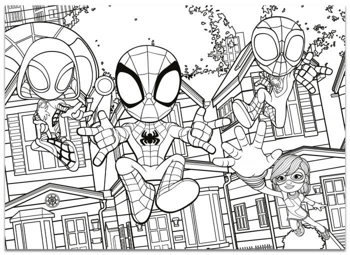 Puzzle de colorat maxi - Paienjenelul Marvel si prietenii lui uimitori (4 x 48 de piese) [2]