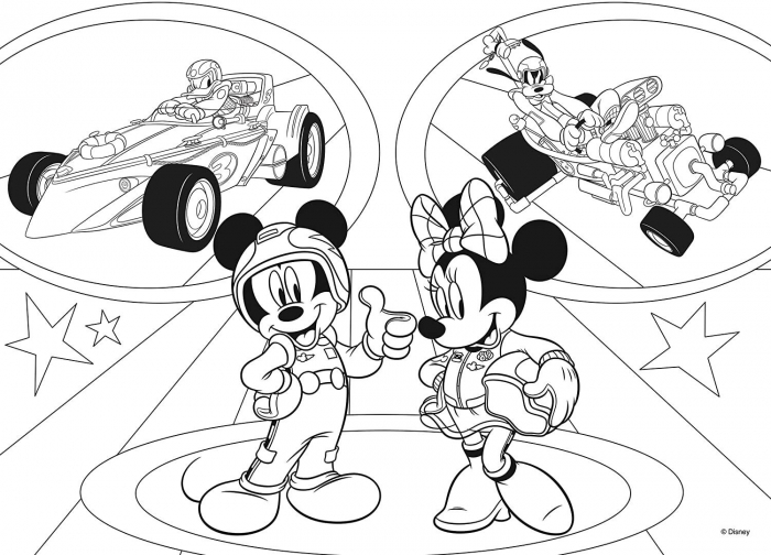 Puzzle de colorat - Mickey in cursa (24 piese) [2]