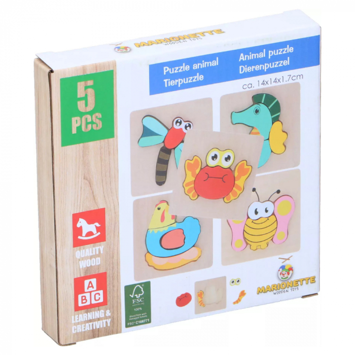 Puzzle din lemn Marionette Crab 5 piese [3]