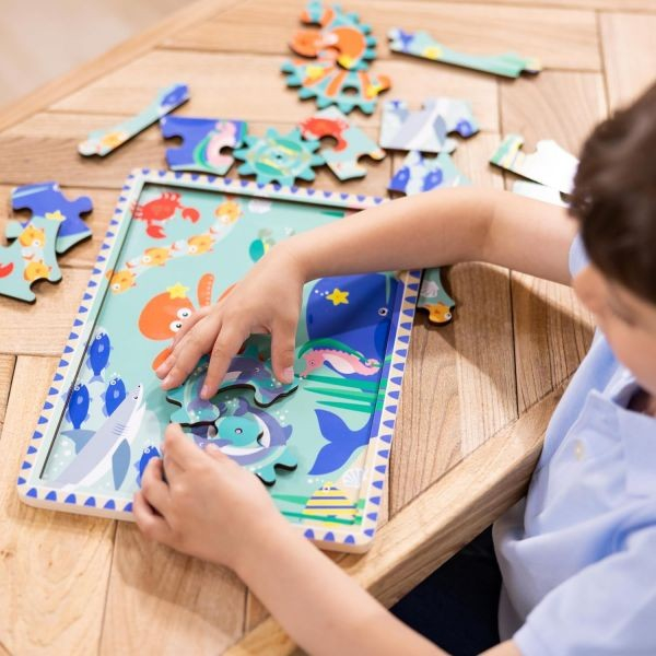 Puzzle educativ din lemn, cu rotite dintate, Oceanul [3]