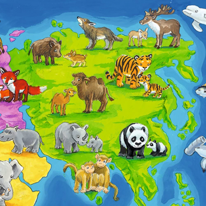Puzzle Harta Lumii Cu Animale, 30 Piese [5]