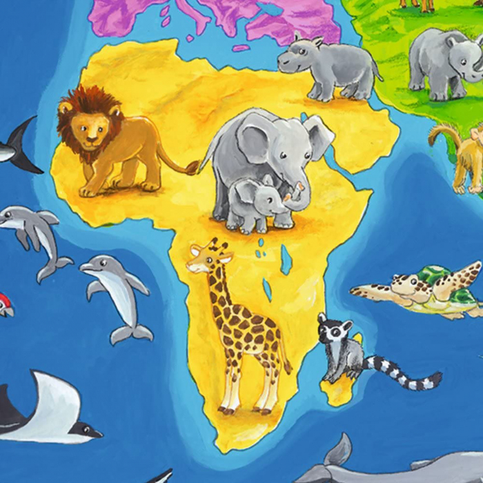 Puzzle Harta Lumii Cu Animale, 30 Piese [4]