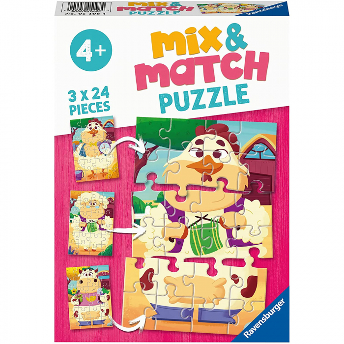 Puzzle Mix&Match Prietenii De La Ferma, 3X24 Piese [2]