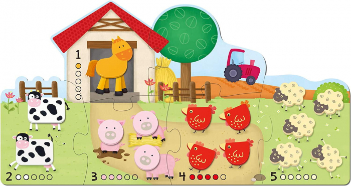 Puzzle - Numaram animalele de la ferma ( 6 piese) [2]