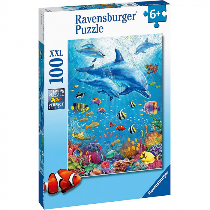 Puzzle Ravensburger Delfini Si Pesti, 100 Piese [3]