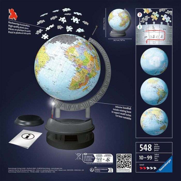 Ravensburger - Puzzle 3d Cu Led Globul Pamantesc 540 Piese [3]
