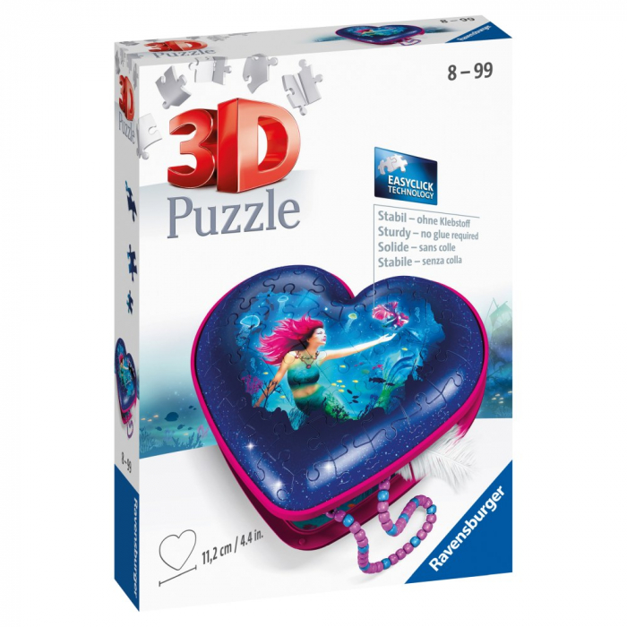 Puzzle 3D Cutie Inima Sirena ,   54 piese
