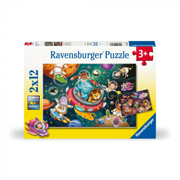 Ravensburger - Puzzle animalute in spatiu 2x12 piese [3]