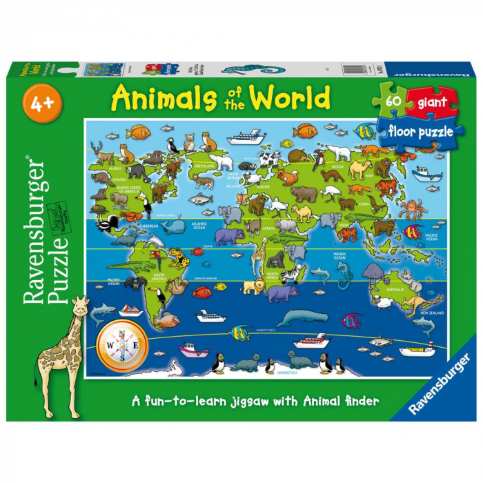 Puzzle mare de podea harta animalele lumii 60 piese [2]