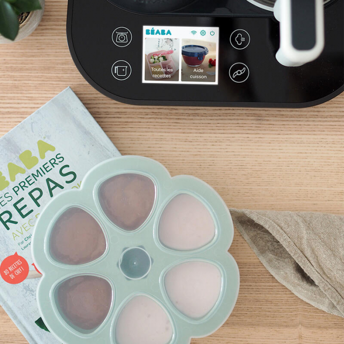 Recipient ermetic silicon multiportii 6x90 ml Beaba Sage Green - Resigilat [2]