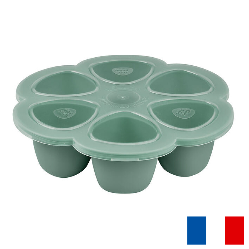 Recipient ermetic silicon multiportii 6x90 ml Beaba Sage Green - Resigilat