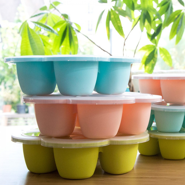 Recipient ermetic silicon multiportii 6x150 ml Beaba Blue [4]