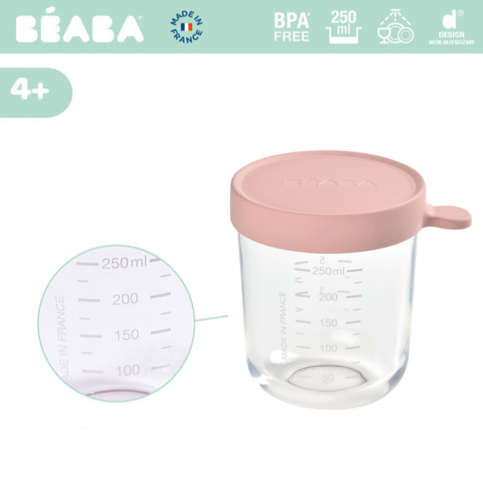 Recipient ermetic sticla Beaba 250 ml Old Pink [2]