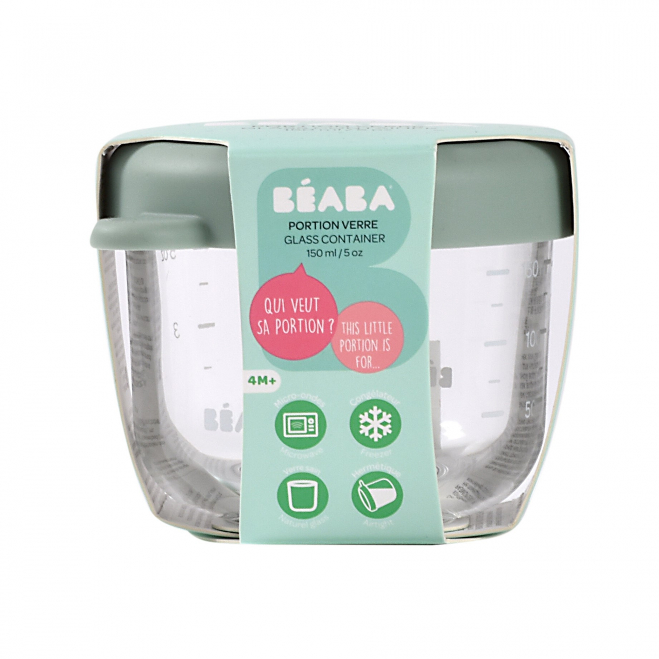 Recipient ermetic sticla Beaba 150 ml Sage Green [8]