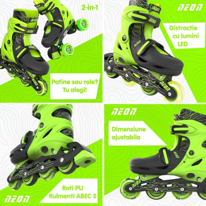 Role 2 in 1 Neon Combo Skates marime 30-33 Green - Resigilat [4]
