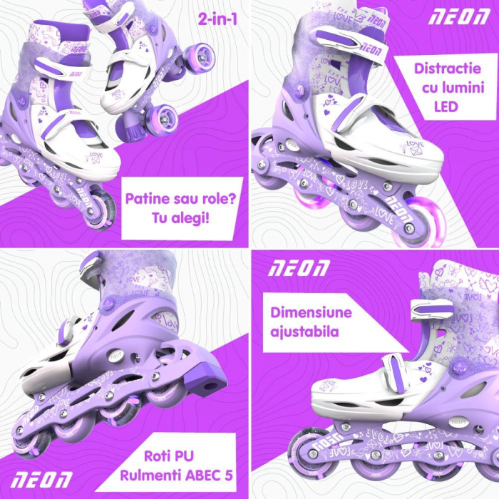 Role 2 in 1 Neon Combo Skates marime 34-37 Purple [4]