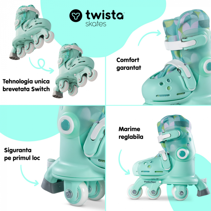 Role ajustabile Yvolution Twista Skates marime 23-28 Green [4]