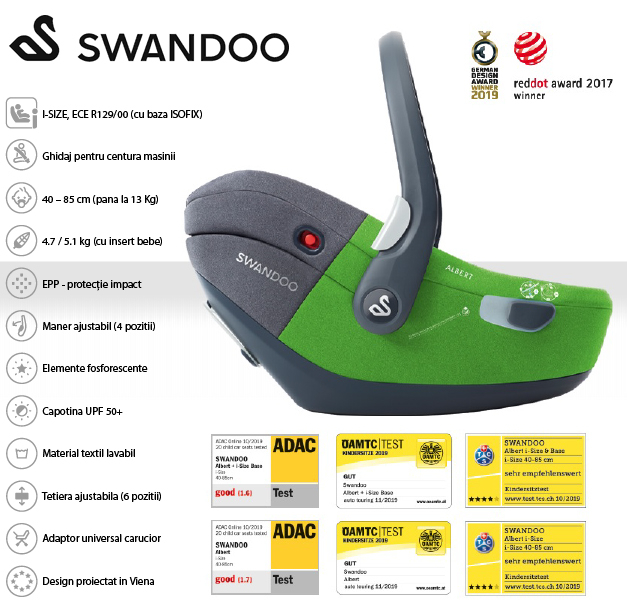 Scoica auto Swandoo Albert i-Size Green White [3]