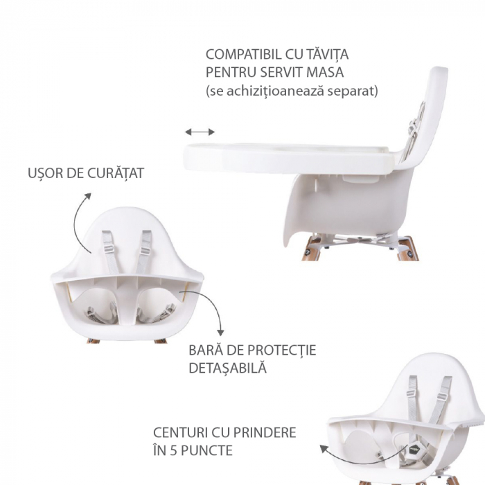 Scaun de masa reglabil in inaltime Childhome Evolu 2 Natural/Alb [5]