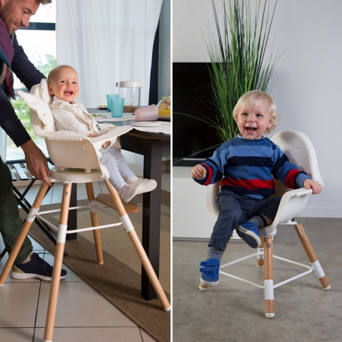 Scaun de masa reglabil in inaltime Childhome Evolu 2 Natural inchis/Alb transparent [8]