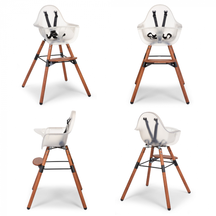 Scaun de masa reglabil in inaltime Childhome Evolu 2 Natural inchis/Alb transparent [2]