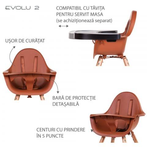 Scaun de masa reglabil in inaltime Childhome Evolu 2 Natural/Ruginiu [4]