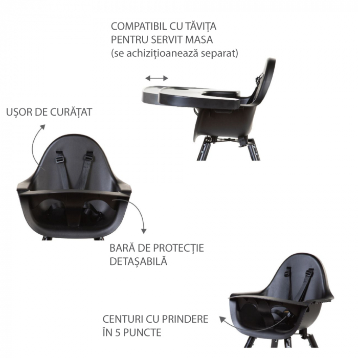 Scaun de masa reglabil in inaltime Childhome Evolu 2 Negru [4]