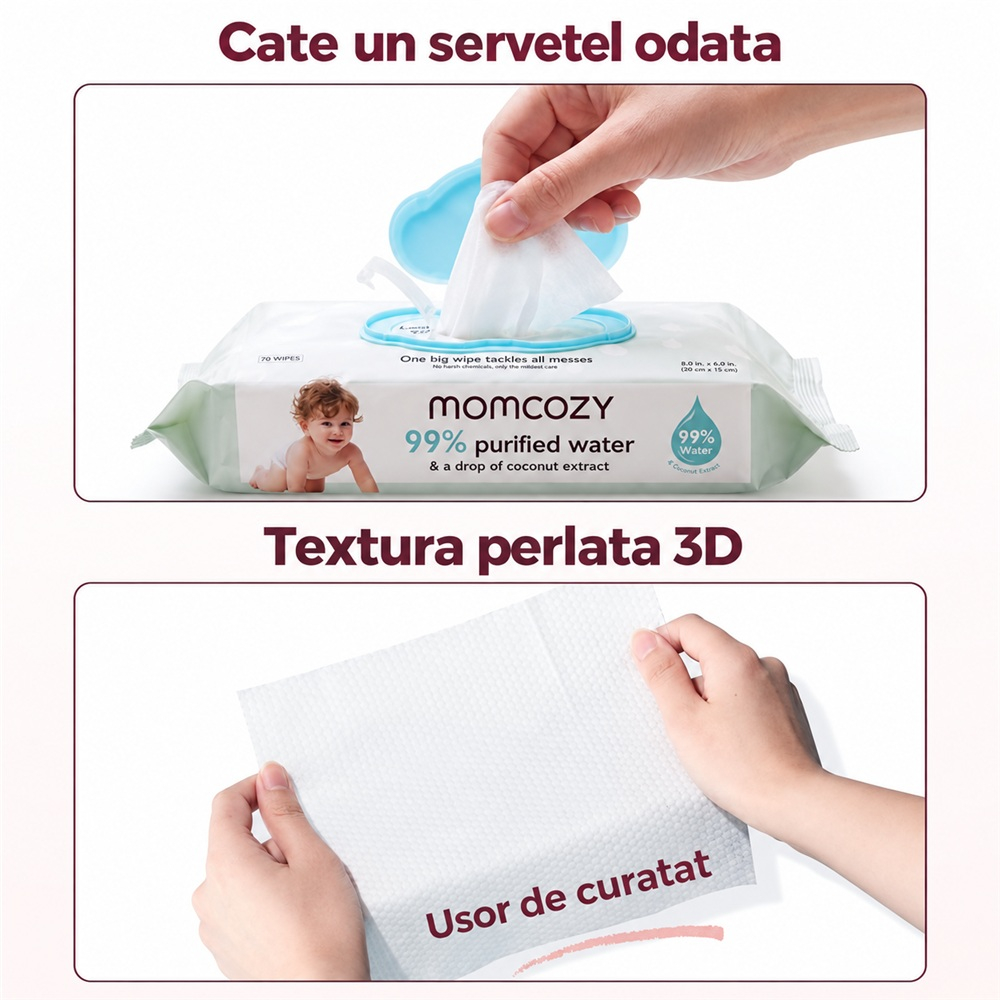 Servetele Umede Momcozy Water Wipes XL set 12 [2]