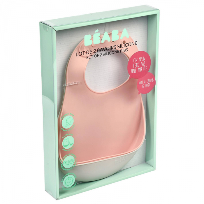 Set 2 Bavete silicon Beaba Old Pink/Light Grey [2]