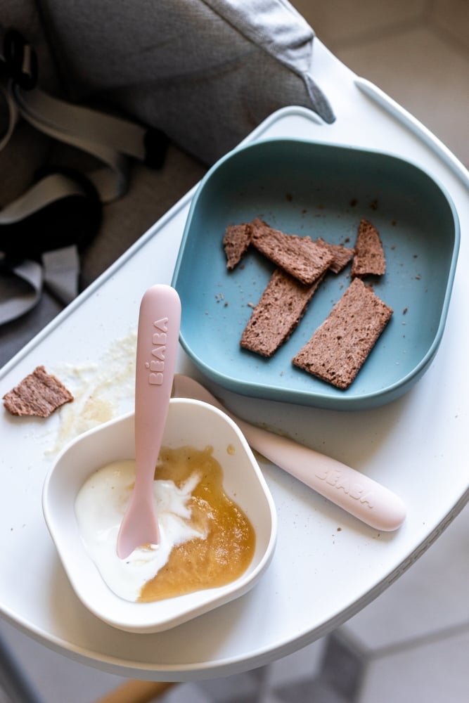 Set 2 lingurite silicon +4 luni Beaba Cotton [5]