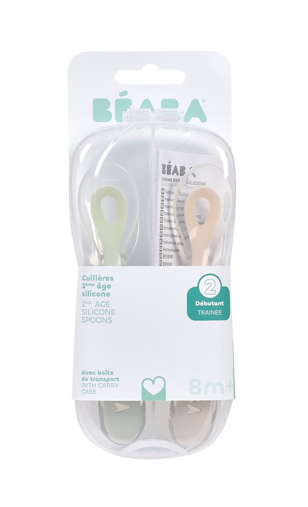 Set 2 lingurite silicon + 8 luni + cutie Beaba Clay [2]