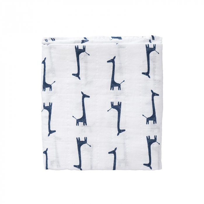 Set 2 paturici muselina Fresk pentru infasat 120x120 cm Giraf indigo blue [3]