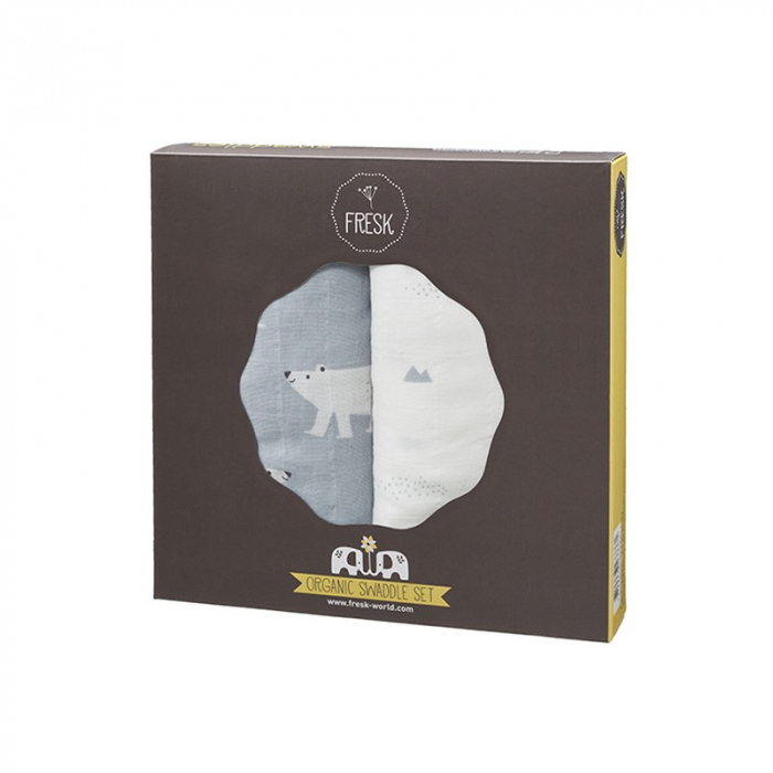 Set 2 paturici muselina Fresk pentru infasat 120x120 cm Polar Bear [2]