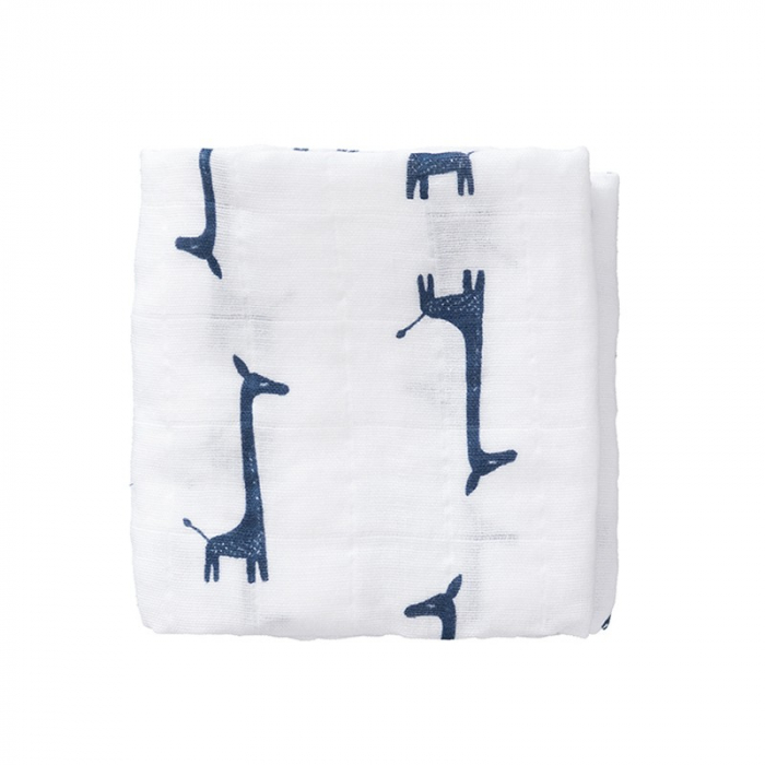 Set 2 paturici muselina Fresk pentru infasat 70x60 cm Giraf Indigo Blue [3]