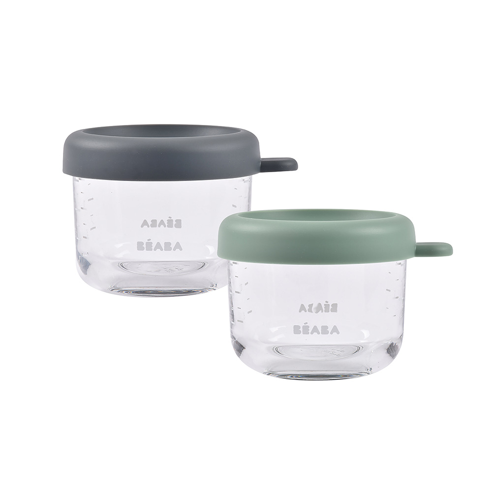 Set 2 recipiente ermetice sticla Beaba 150 ml Mineral/Sage Green [5]