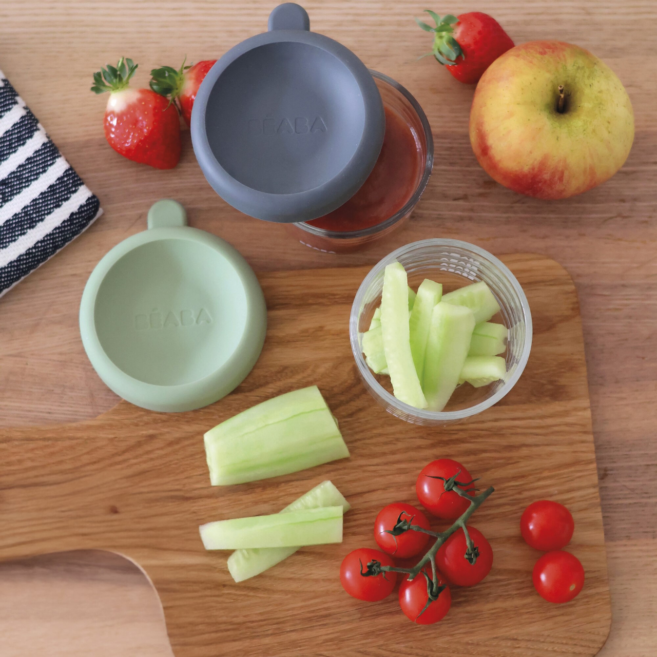 Set 2 recipiente ermetice sticla Beaba 150 ml Mineral/Sage Green [6]