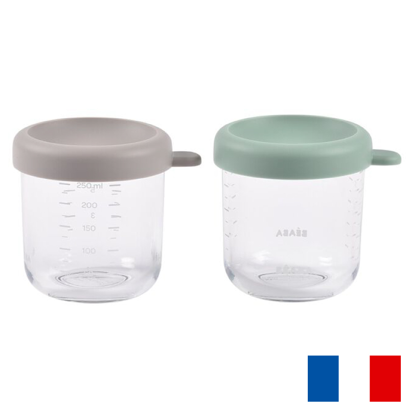 Set 2 recipiente sticla Beaba 250 ml Sage Green Gazelle