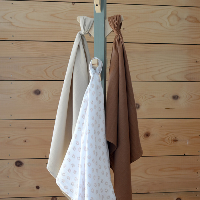 Set 3 Museline Beaba bumbac organic 70x70 cm Herisson Marron [5]