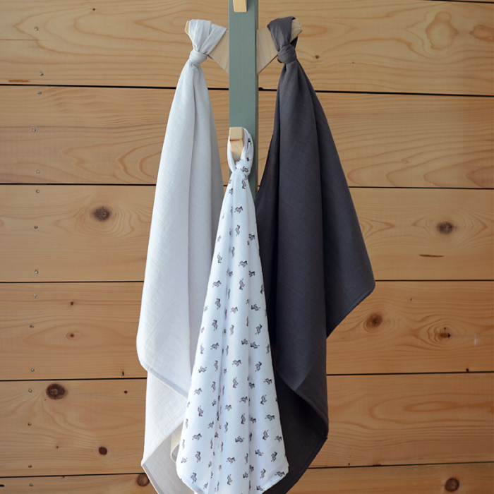 Set 3 Museline Beaba bumbac organic 70x70 cm Savana Grey [2]