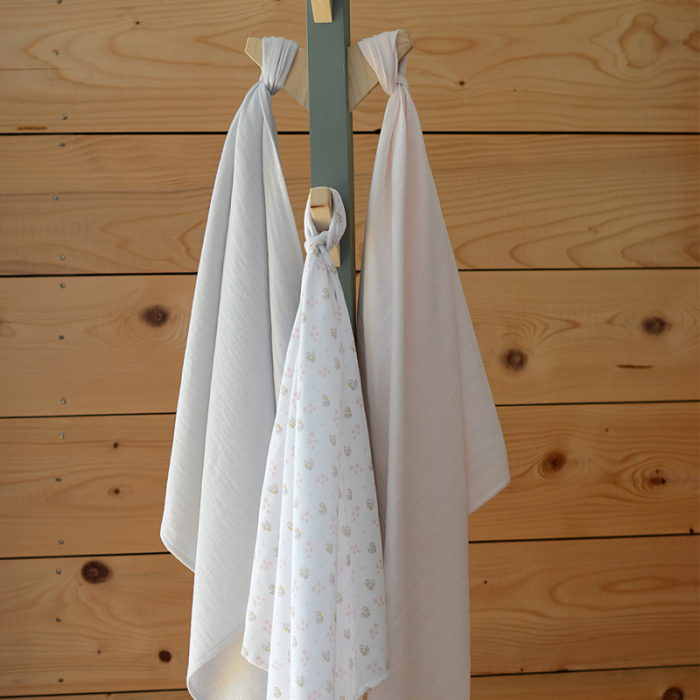 Set 3 Museline Beaba bumbac organic 70x70 cm Swan Pink [3]
