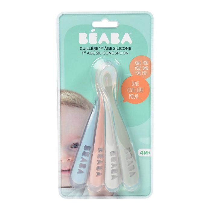 Set 4 lingurite silicon +4 luni Beaba Eucalyptus - Resigilat [2]