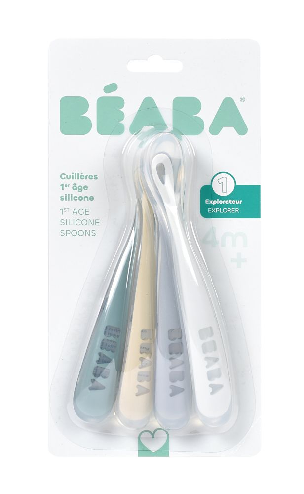 Set 4 lingurite silicon +4 luni Beaba Pebble [2]